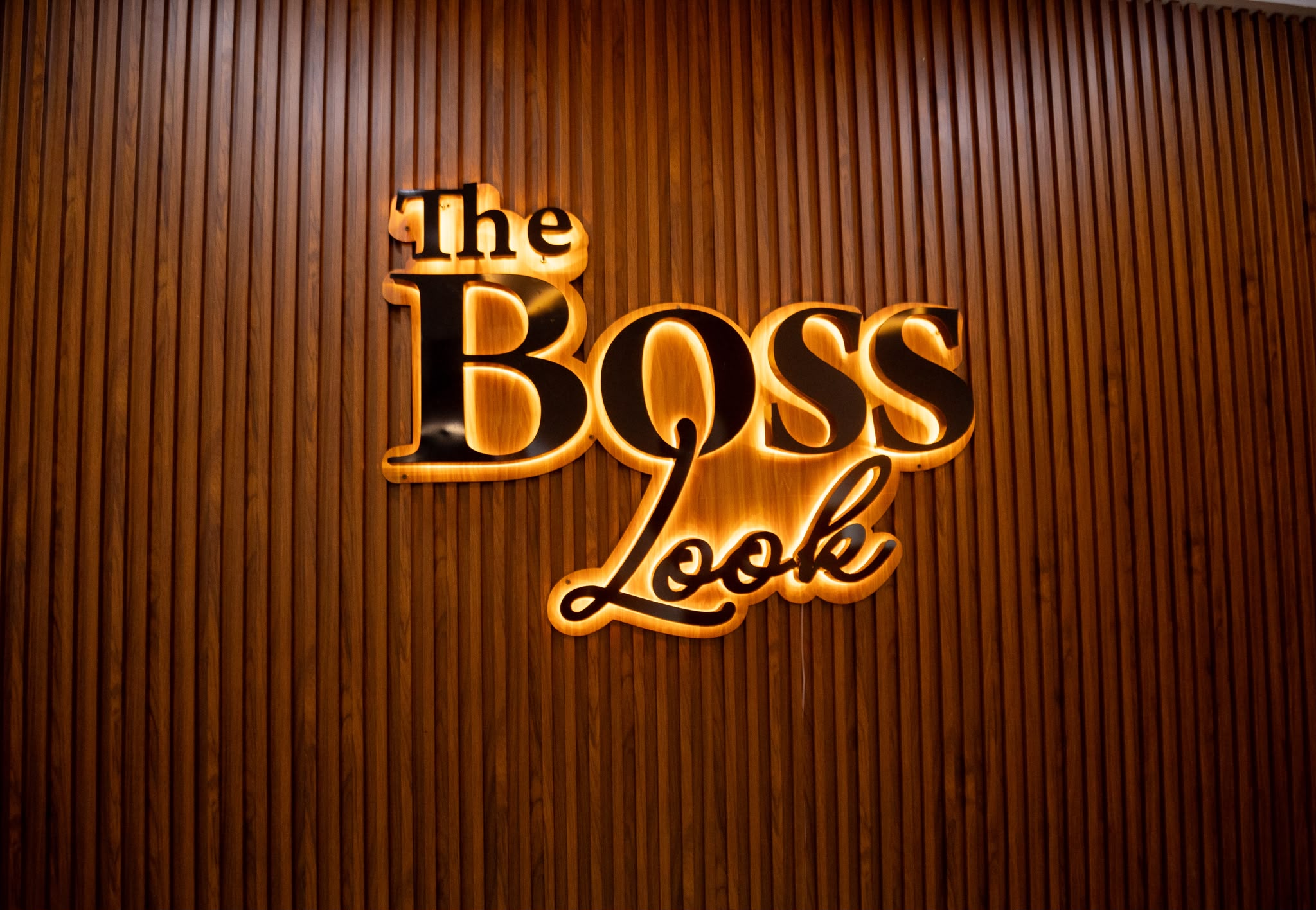 Illuminated The Boss Look wall sign