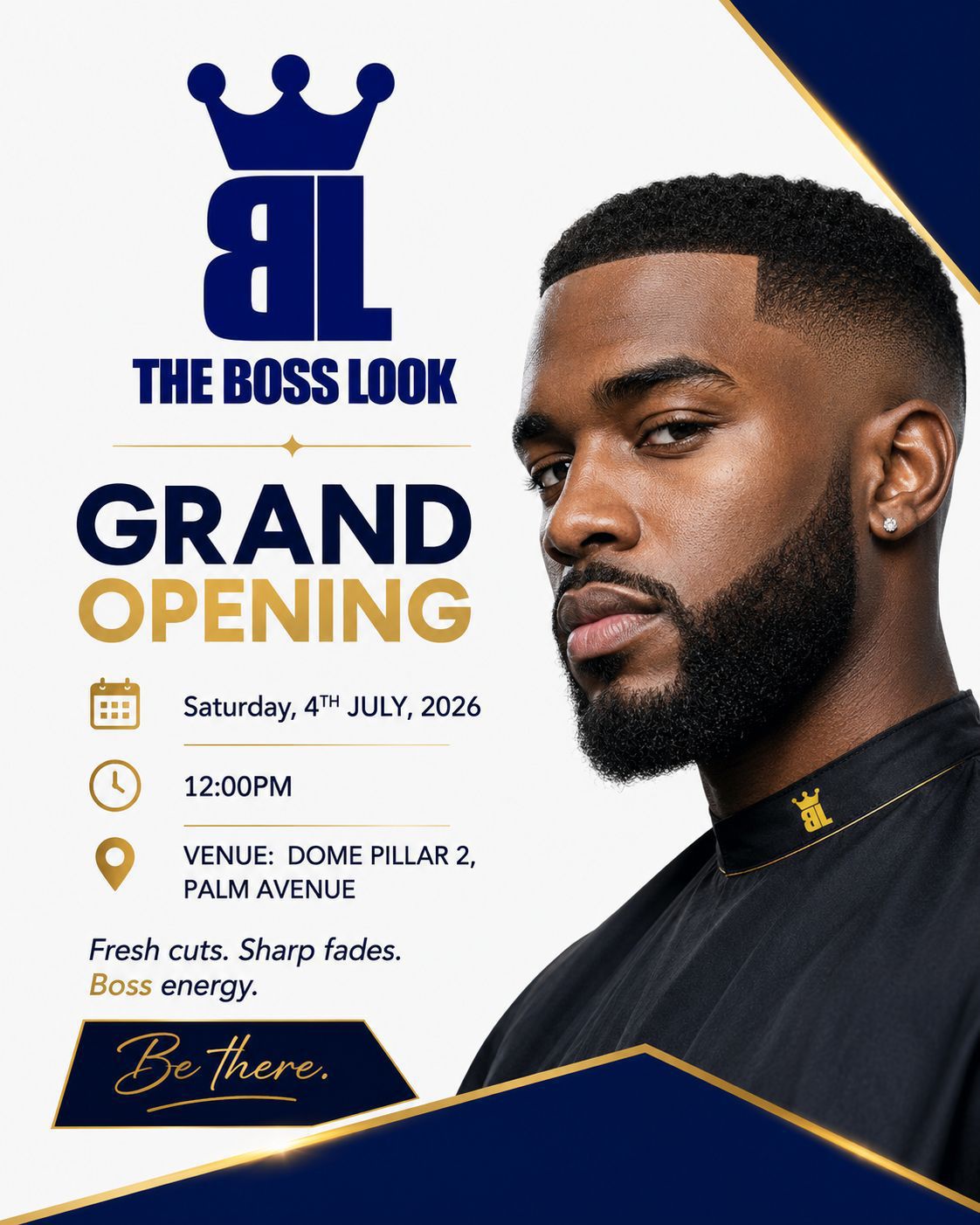 The Boss Look grand opening poster for Saturday, July 4, 2026