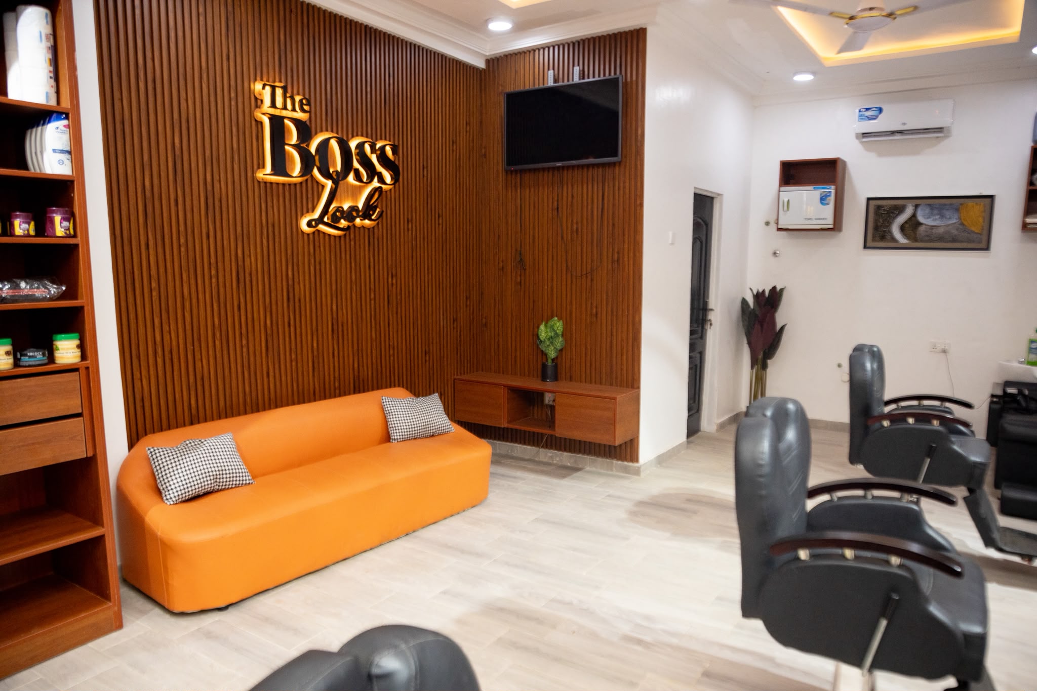 Wide view of The Boss Look interior and reception area