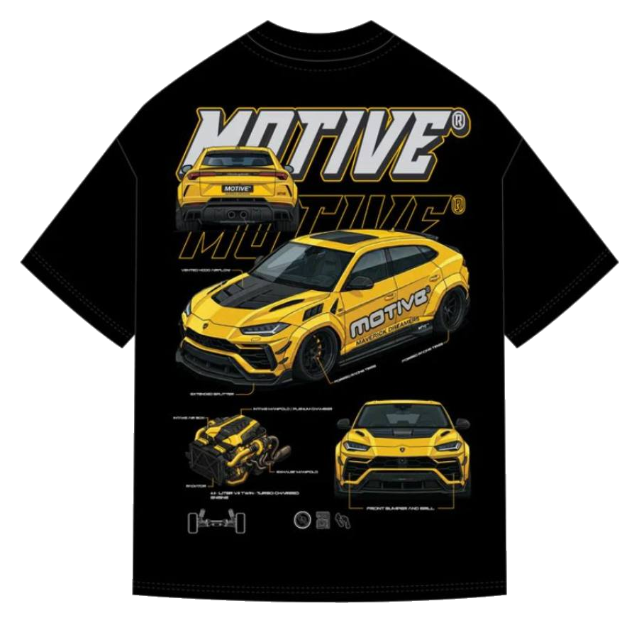 Back view of the black Motive Limited Editions t-shirt
