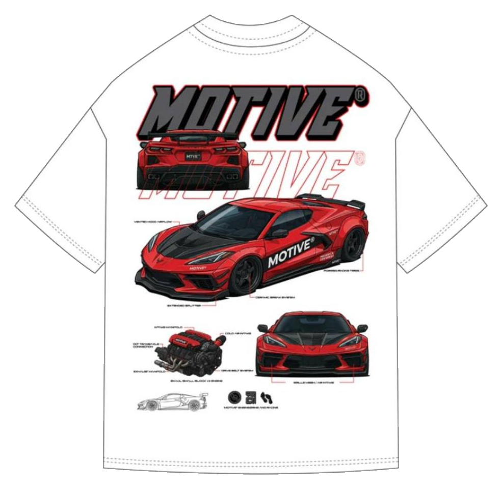 Back view of the white Motive graphic t-shirt