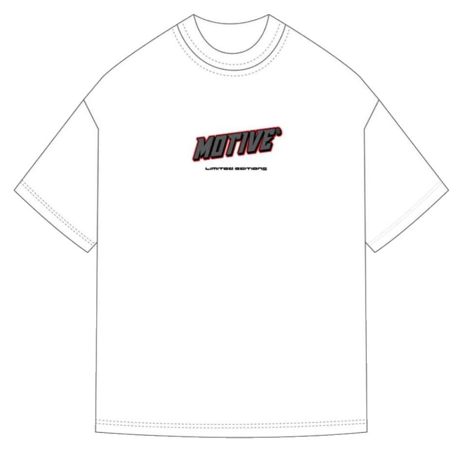 Front view of the white Motive graphic t-shirt